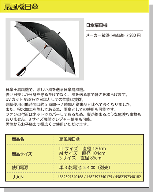扇風機付日傘